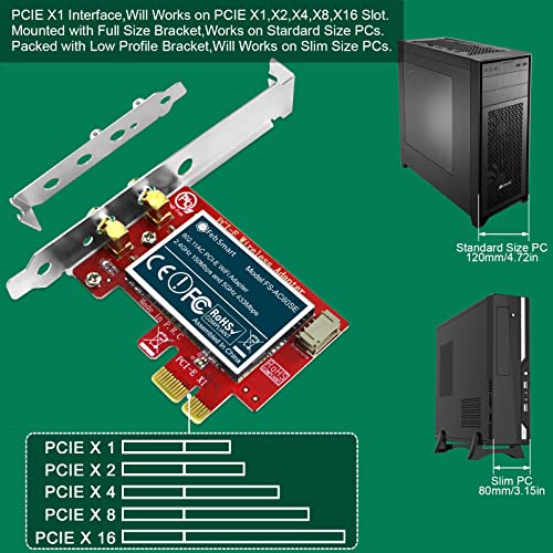 Tarjeta WiFi PCIE Wireless AC Dual Band 600Mbps FS-AC60SE para Windows XP, 7, 8.x, 10, 11 miniatura 6