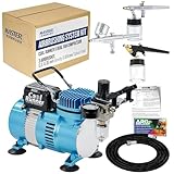 Master Airbrush Cool Runner II Dual Fan Airbrushing System Kit - Air Brush Kit with Air Compressor & 3 Airbrushes, 0.3 mm Gravity & 0.35, 0.8 mm Siphon Feed, Holder & Learning Guide Manual