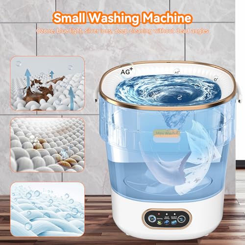 Image of Portable Washing Machine, Folding 20L Mini Washer and Spin-Dryer, 3 Cleaning Modes & Deep Cleaning Small Compact Laundry Machine of Small Clothes for Apartments, Dormitories,Home, RV, Travel, White