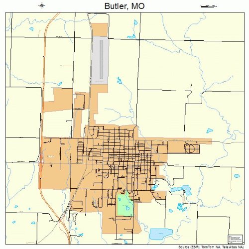 Amazon.com : Large Street &amp; Road Map of Butler, Missouri MO - Printed poster size wall atlas of ...