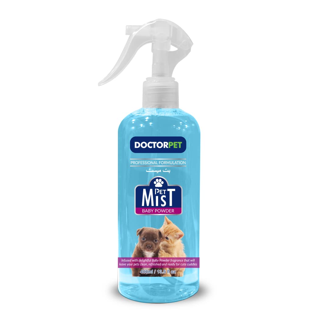 Doctor Pet Baby Powder Fragrance Mist Cologne 400ML โ Pet Safe Deodorizing Spray, Long-Lasting Freshness, Gentle Baby Powder Scent, Hypoallergenic for Cats and Dogs