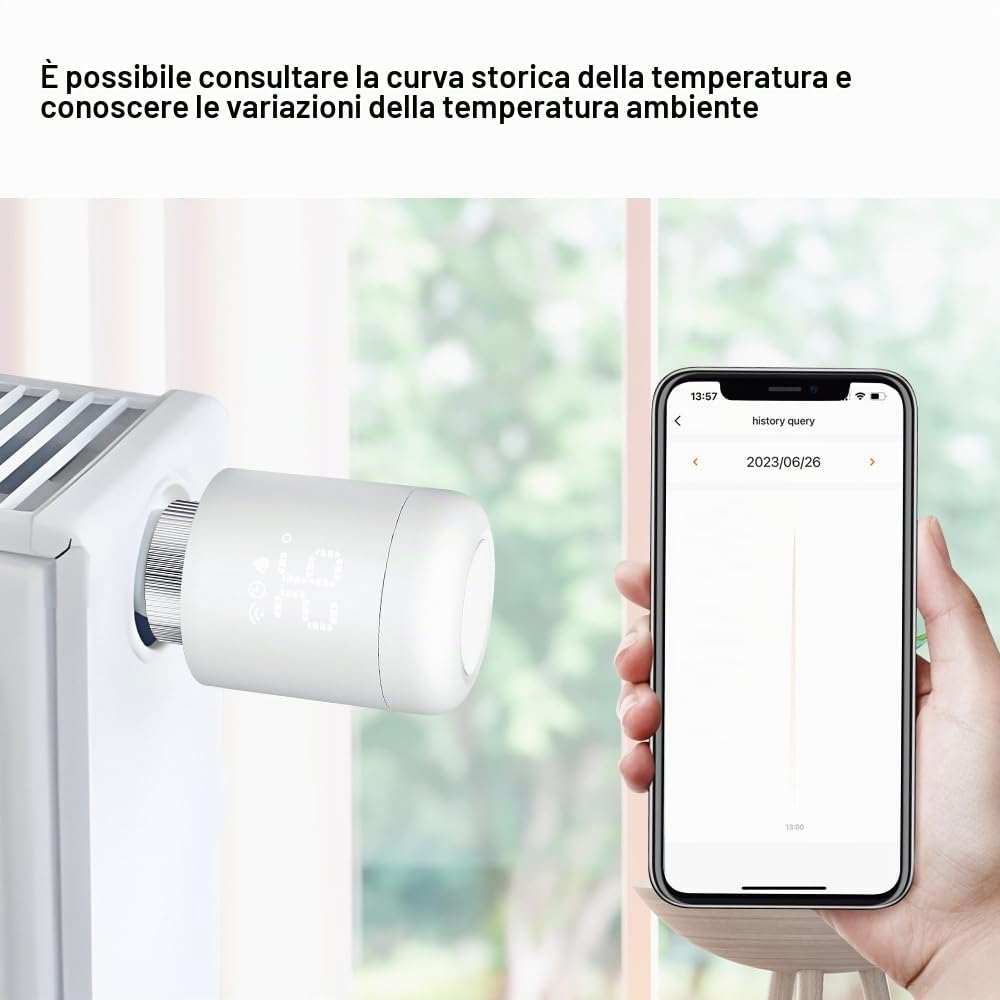 Tuya Zigbee - Valvole termostatiche per termosifoni intelligenti senza fili, possono essere controllate via App del cellulare, termostato per termosifone, compatibile con Amazon Home