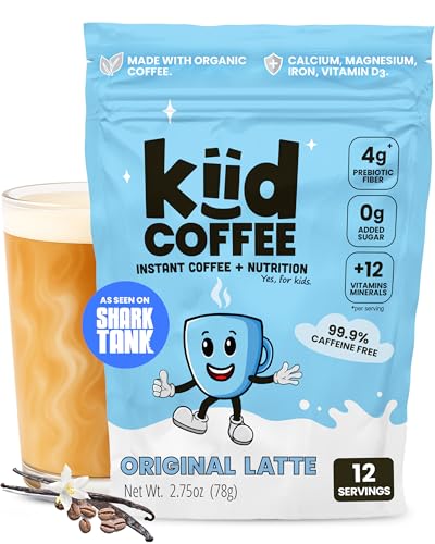 Kiid Coffee - 99.9% Caffeine-Free Organic Coffee for Kids - As Seen on Shark Tank - 12 Vitamins & Minerals, 4g Prebiotics, 0g Sugar - Non-GMO &...