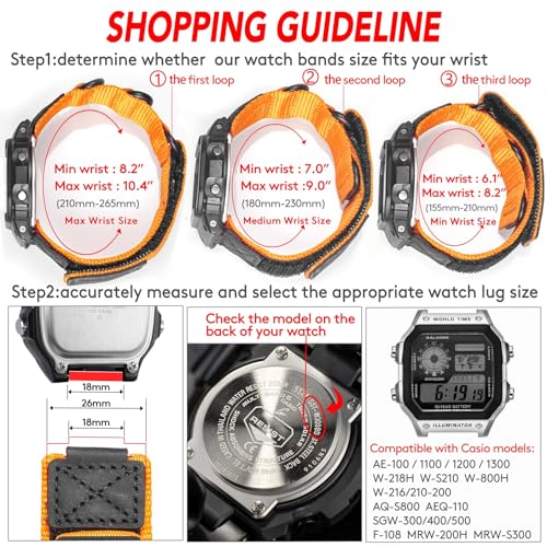 Image of 18mm Watch Band Strap for Casio AE-1000W AE-1200 AE-1300 AEQ-110W AQ-S800W MRW-200H MRW-S300 SGW-300H SGW-400H W-216H W-218H W-735H, Rugged Nylon Sports Strap