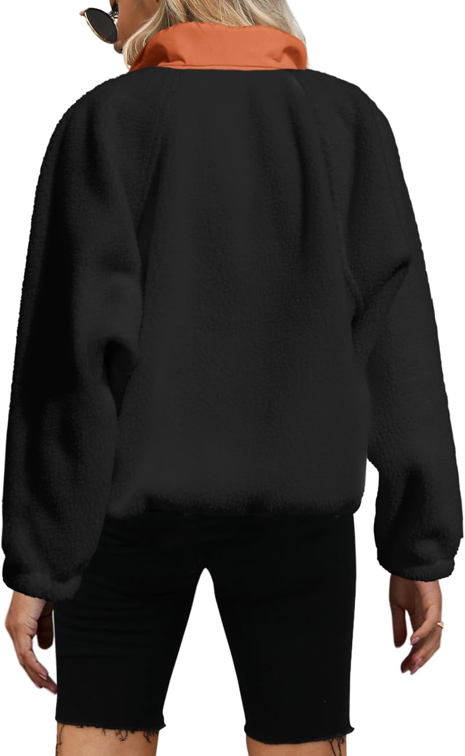 Yanekop Womens Fuzzy Fleece Pullover Sherpa Sweatshirt Long Sleeve Button Down Sweater Winter Fleece Jacket with Pockets