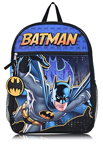 Dc Comics Batman Boys Backpack For Little Kids | 6 Piece Set Kids Water Bottle Keychains Snack Tote And Knapsack For School (Batman 6Pc) #TOP2