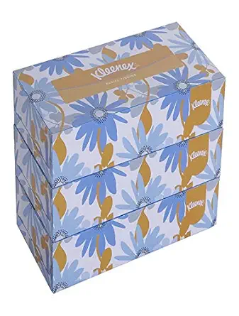 Kleenex 2 ply Facial Tissue Flat Box, 200 Pulls, Pack of 3 (Total 600 Sheets) (60038)
