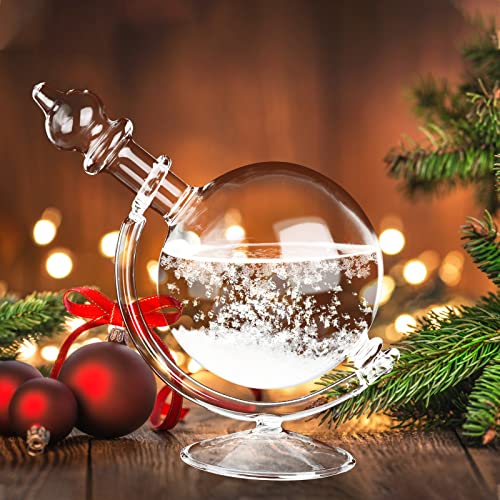 Storm Glass Weather Predictor, Crystal Glass Bottle Predicting Barometer, 2 in 1 Globe Shape Weather Station Cloud Forecaster, Gift for Her Family Friend in Xmas, Home & Office Table Top Decor