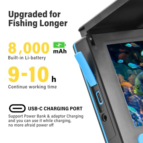 Unterwasserkamera Angeln Fischfinder mit 5 Zoll IPS Display,Fish Finder Camera,220° Weitwinkel Infrarot Nachtsicht,Host IP65 wasserdicht,Unterwasser Live Kamera für EIS, Fluss und Boot