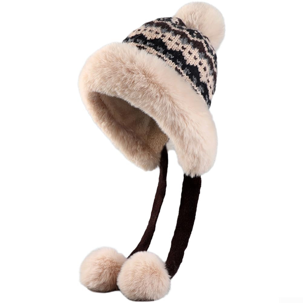 para Gorro de Lana con Orejeras Forrado para Suave Cálido Invierno
