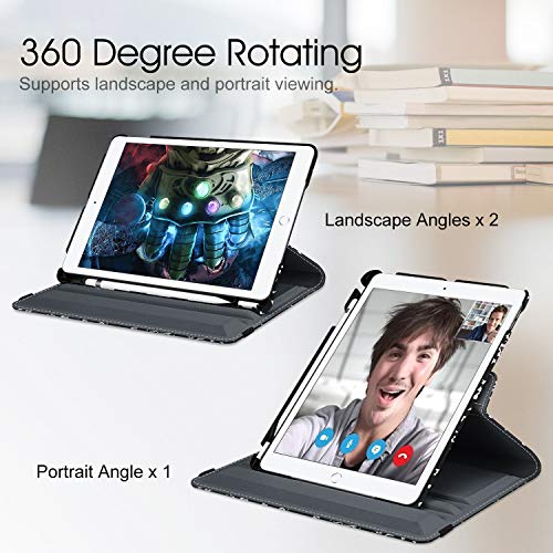 Image of Fintie Rotating Case for iPad 9th Generation (2021) / 8th Generation (2020) / 7th Gen (2019) 10.2 Inch - 360 Degree Rotating Stand Cover with Pencil Holder, Auto Wake Sleep, Black Composition Book