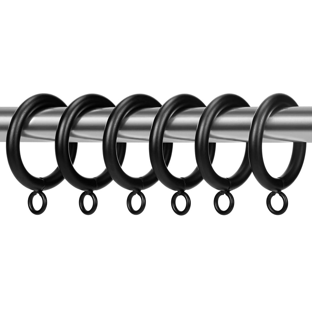 28 Vorhangringe Aus Metall – 5,1 Cm Innendurchmesser, Für Stangen Bis 3,8 Cm, Schwarz