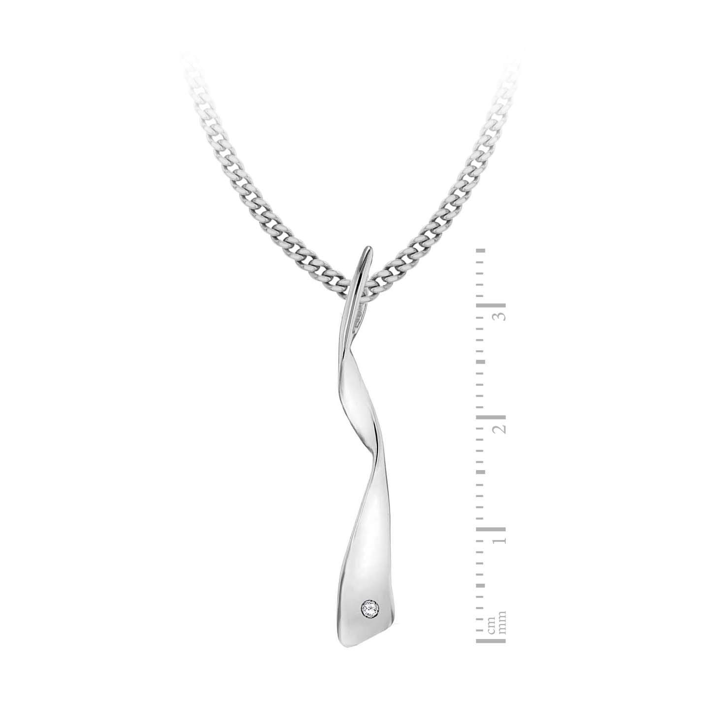 Tuscany Silver Pendente donna in argento sterling con goccia a spirale in cubic zirconia su catena Curb da 46cm/18