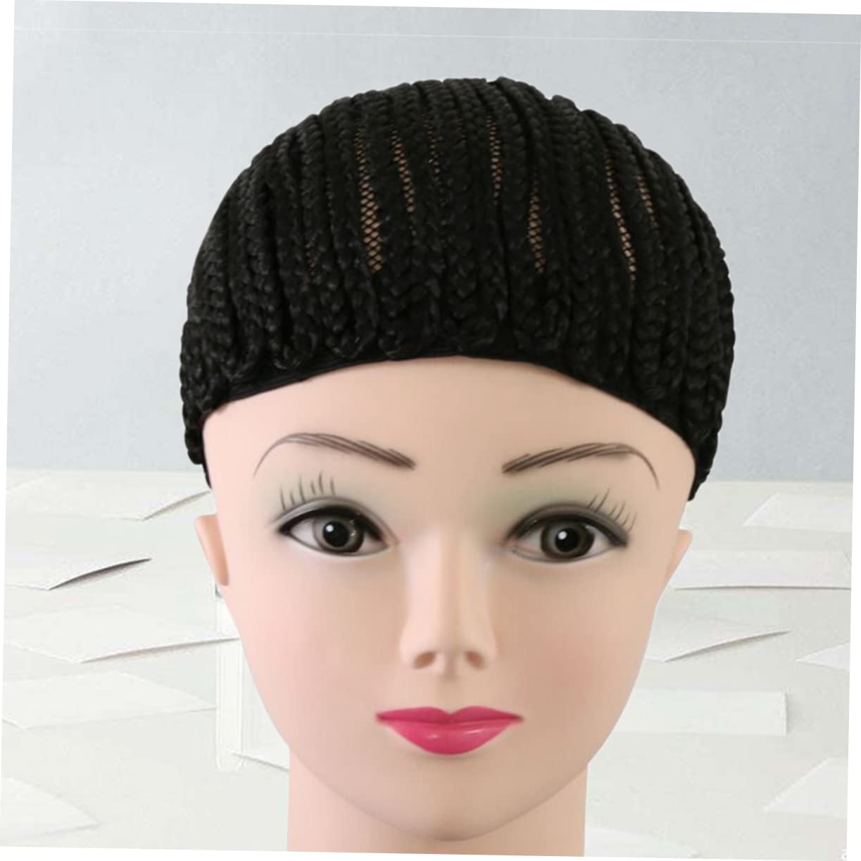 3piezas Gorro De Peluca De Trenzas Negras Para Ganchillo Tapa De Elástica Para Hacer Pelucas De Trenzado s