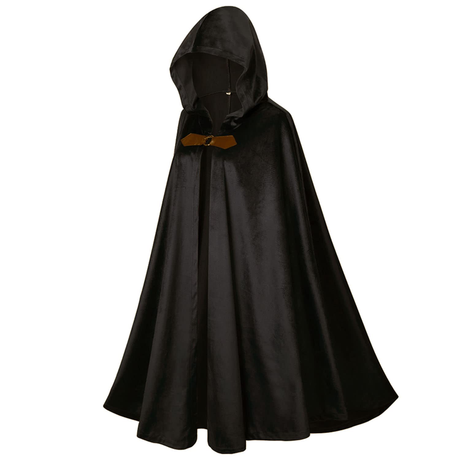 LMYOVE Men Hooded Cloak, Adult Medieval Renaissance Costume with Hood, Velvet Cape Halloween Dress Up
