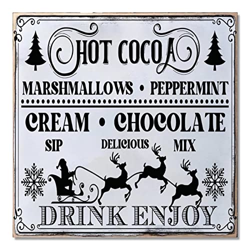Panneau Hot Cocoa Marshmallows Peppermint de Noël déco murale 40cm - 2