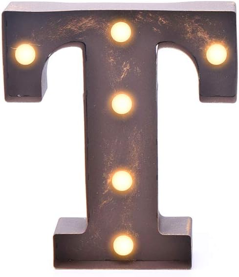 GL01 Hanging 3V Vintage Metal Rustic Golden Led Letter Light (T)