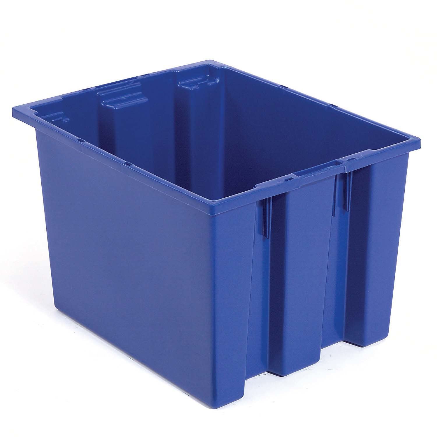 QUANTUM Stack and Nest Tote Box - 19-1/2x15-1/2x13" - Blue by QUANTUM STORAGE SYSTEMS – 19.2"L x 15.5"W x 13"H, Plastic, Blue, Pack of 6, Model GLSNT195BL