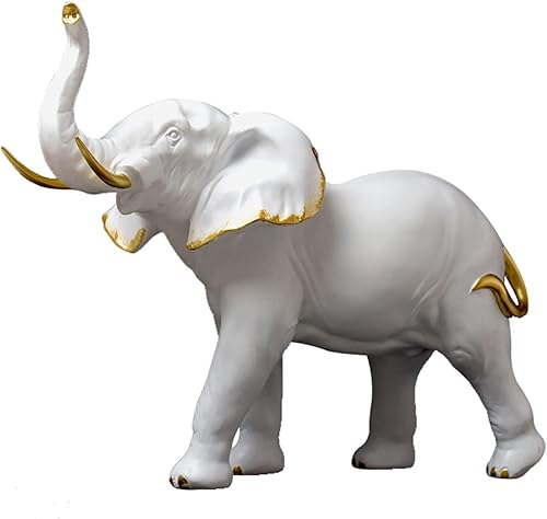 HQSGDMN Estatua de elefante, escultura de elefante verde Feng Shui de la suerte, figura de riqueza para decoración de oficina en casa, gabinete de