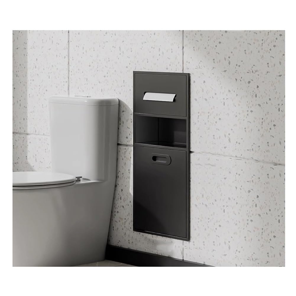 Stainless Steel Recessed Bathroom Niche Organizer with Waterproof Garbage Can Shower Shelf Storage Caddy for Home Hotel Apartment