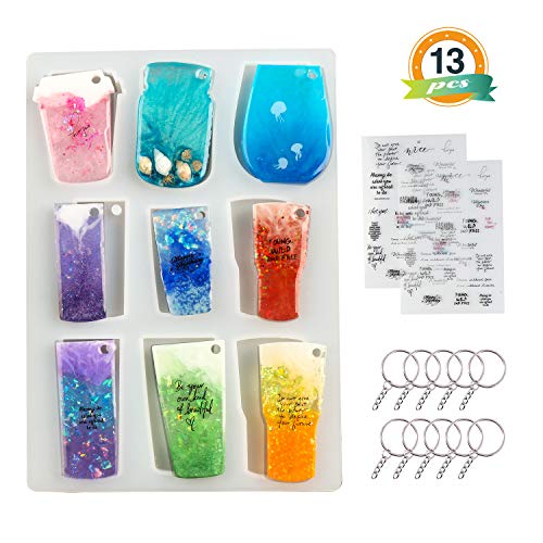 LET'S RESIN Tumbler Silicone Molds, Keychain Resin Molds with Mason Jar Epoxy Molds