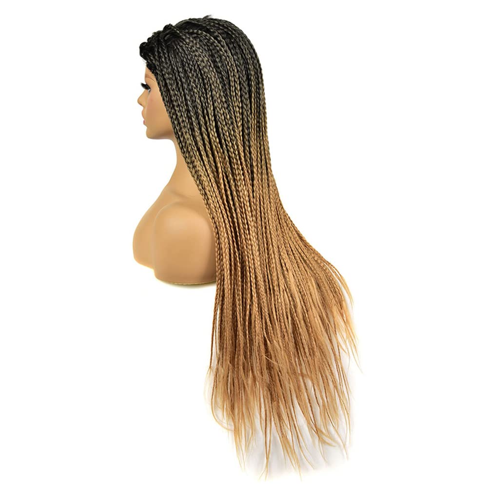 Parrucche sintetiche lunghe Ombre a 26 pollici intrecciate Parrucche per le donne nere intrecciate Parrucca finta cuoio capelluto trecce resistenti al calore Capelli