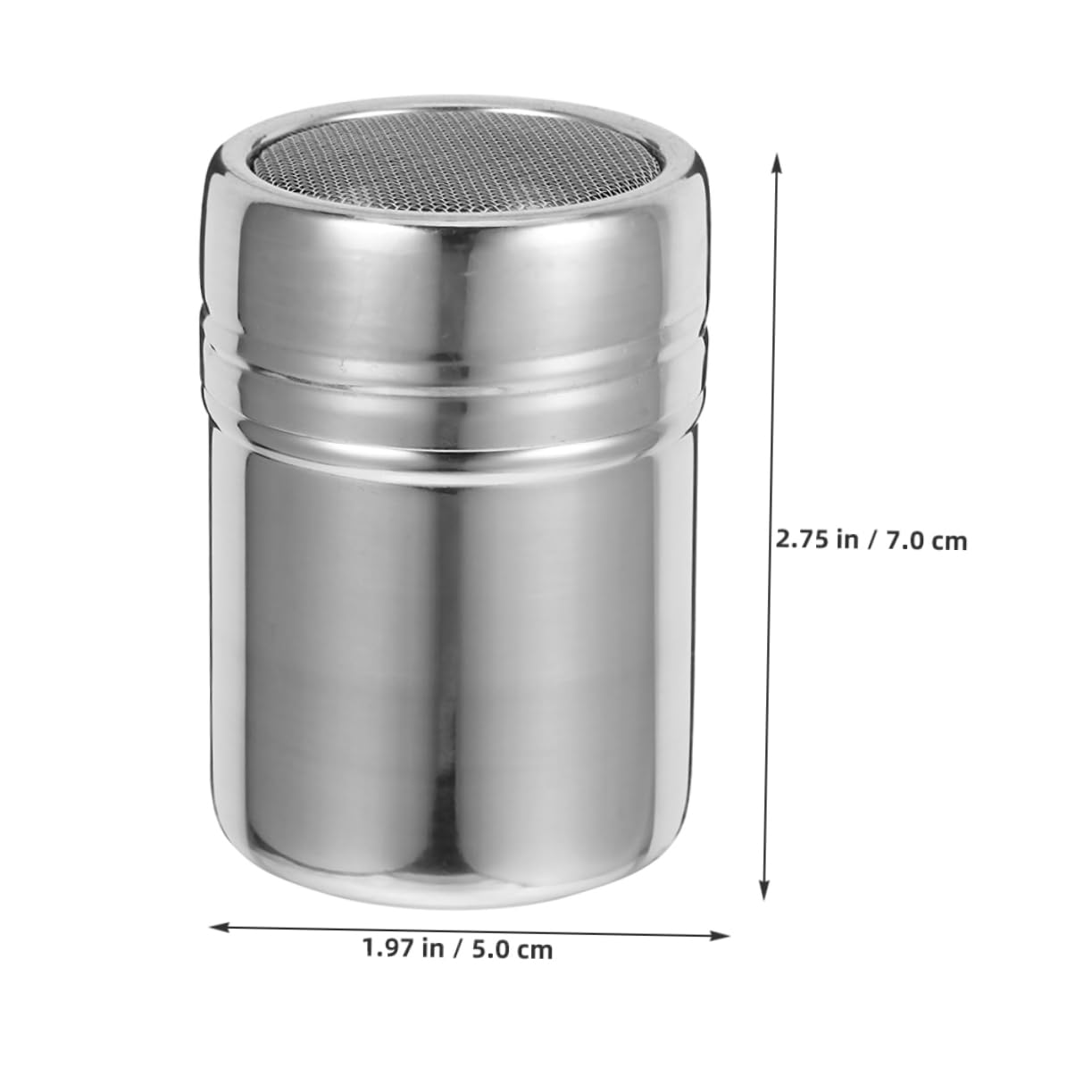 OFFSCH Stainless Steel Powder Shaker with Lid Fine Mesh Cocoa Flour Duster for Icing Sugar Coffee Sprinkling for Cappuccino Latte Silver