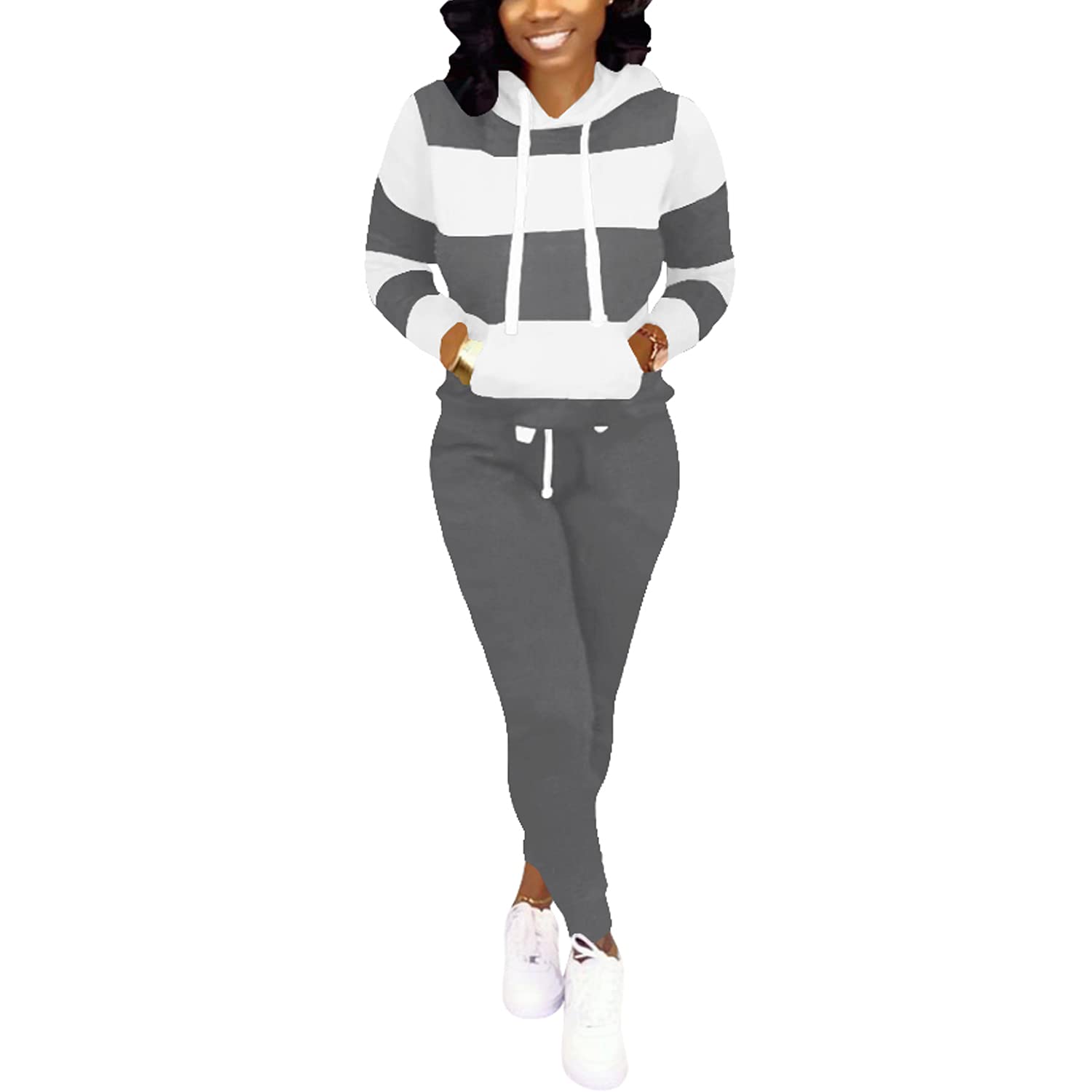 Nimsruc 2-teiliges Damen-Outfit – Sweatanzug, Rollkragen, Figurbetont, Lounge-Set, Blau, XX-Large