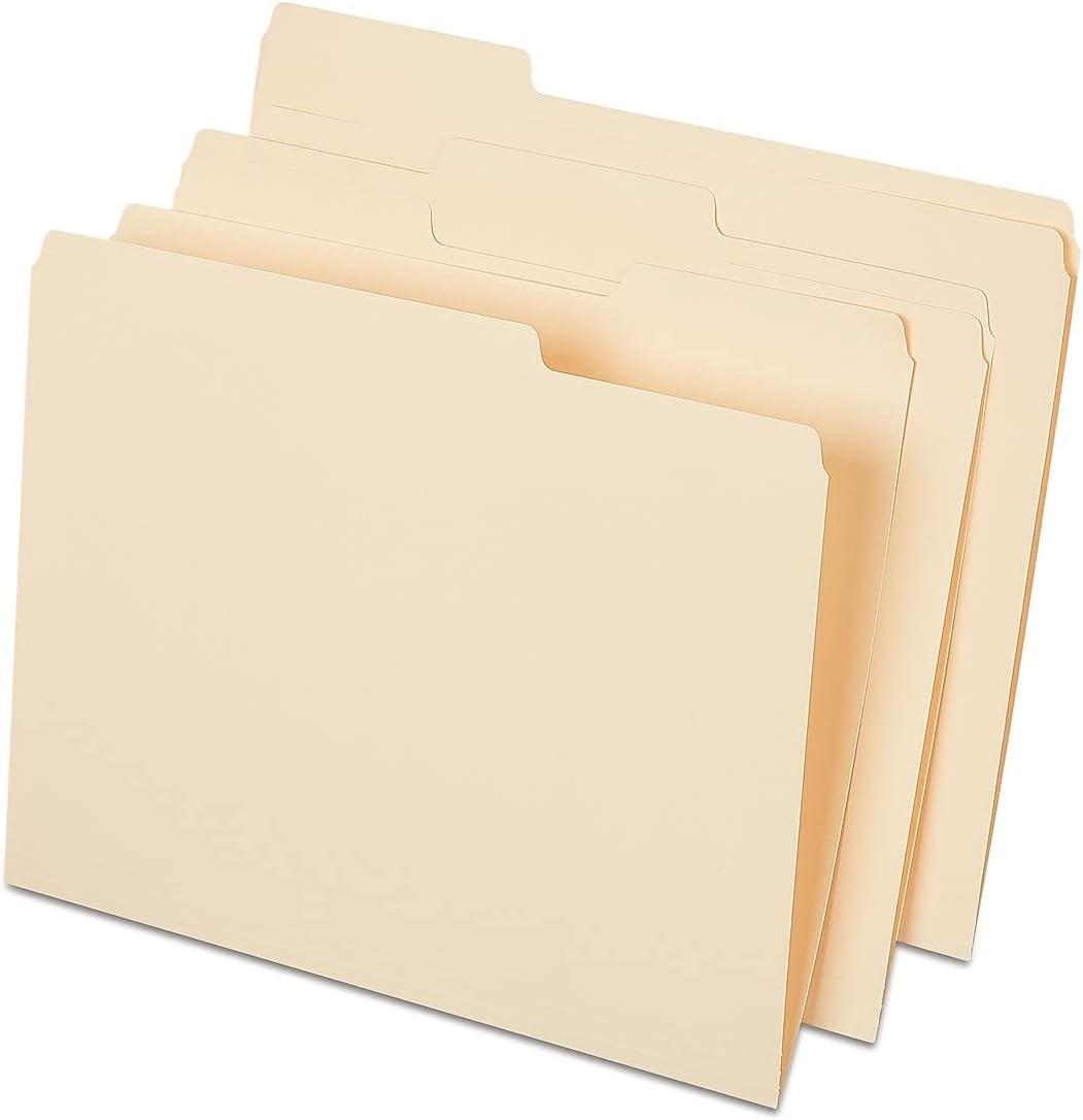 Staples 541077 File Folders 3 Tabs Letter Size Manila 50/Box (25775)