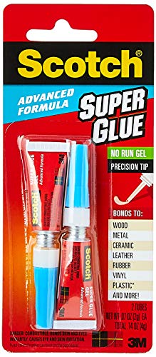 Scotch Advanced Formula Super Glue Gel, .07 oz, 2-Pack, No-Run Formula (AD122)