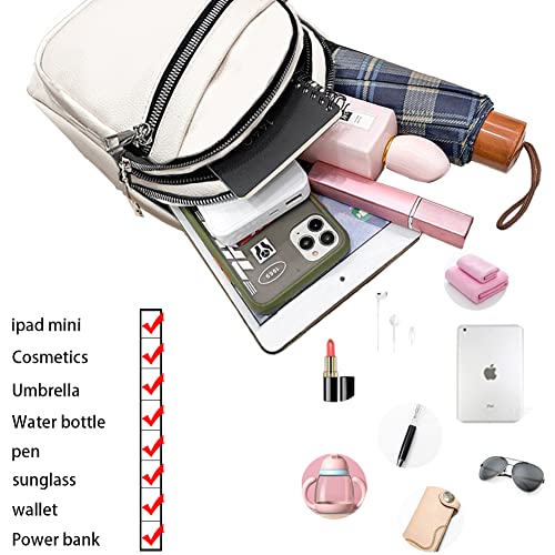 Sunwel Fashion Unisex Lightweight Sling Bag 4 Zipper Pockets Casual Daypack Small Crossbody For Women Men (Off White) #TOP2