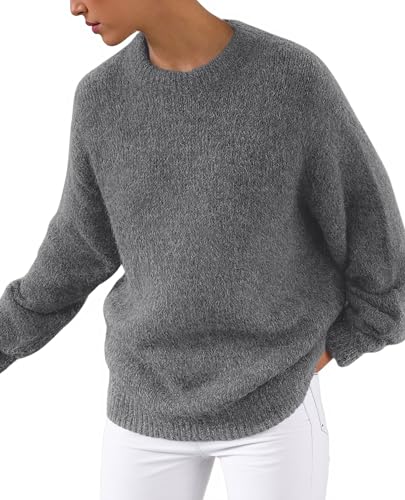 PRETTYGARDEN Womens Fall Long Sleeve Sweater Crew Neck Fuzzy Loose Fit Chunky Knit Oversized Pullover Sweaters Going Out Tops4