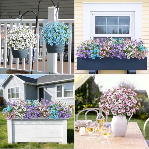 Image of Bassion 16 Bundles Artificial Pansy Flowers for Outdoors Decorations, Mix