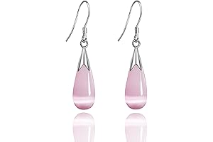 Pink and Silver Earring Magic: Sterling Silver and White Opal Drop Earrings
