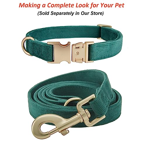 Ewinoom Soft Dog Collar With Metal Buckle Adjustable Durable Comfort Cotton Corduroy Collars For Large Medium Small Dogs Velvet Dog Collars, Bottle Green #TOP6