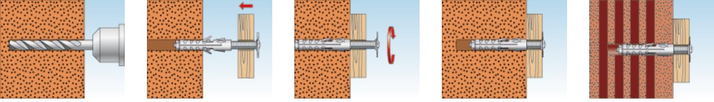 Fischer 100x Tasselli SB 9/4 per Fissaggio su Cemento e Muro di Armadietti, Pensili, Mobili, 574423