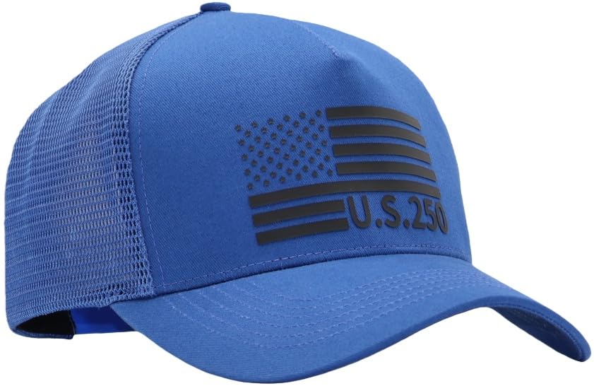 Image of USA Flag Snapback Hat Fits One Size&XXL /3XL - Mens Mesh Trucker Ball Hats - US 250th Anniversary Veterans Memorial Day Gifts