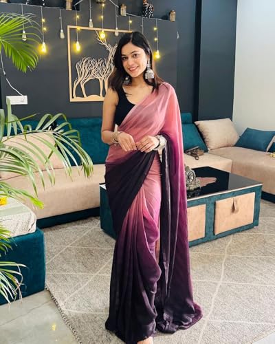 Image of Avantika Fashion Women's Amazing Plain Georgette Saree With Blouse Piece