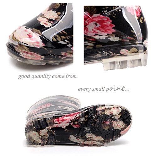 Womens Rain and Garden Boot Half Calf Rubber Rainboots Floral Printed Waterproof for Garden Women rain Footwear2