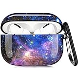 Airpods Pro Case - YOMPLOW Marble Protective Hard Case Cover Skin Portable & Shockproof Women Girls with Keychain for Apple Airpods Pro Charging Case - Galaxy Marble