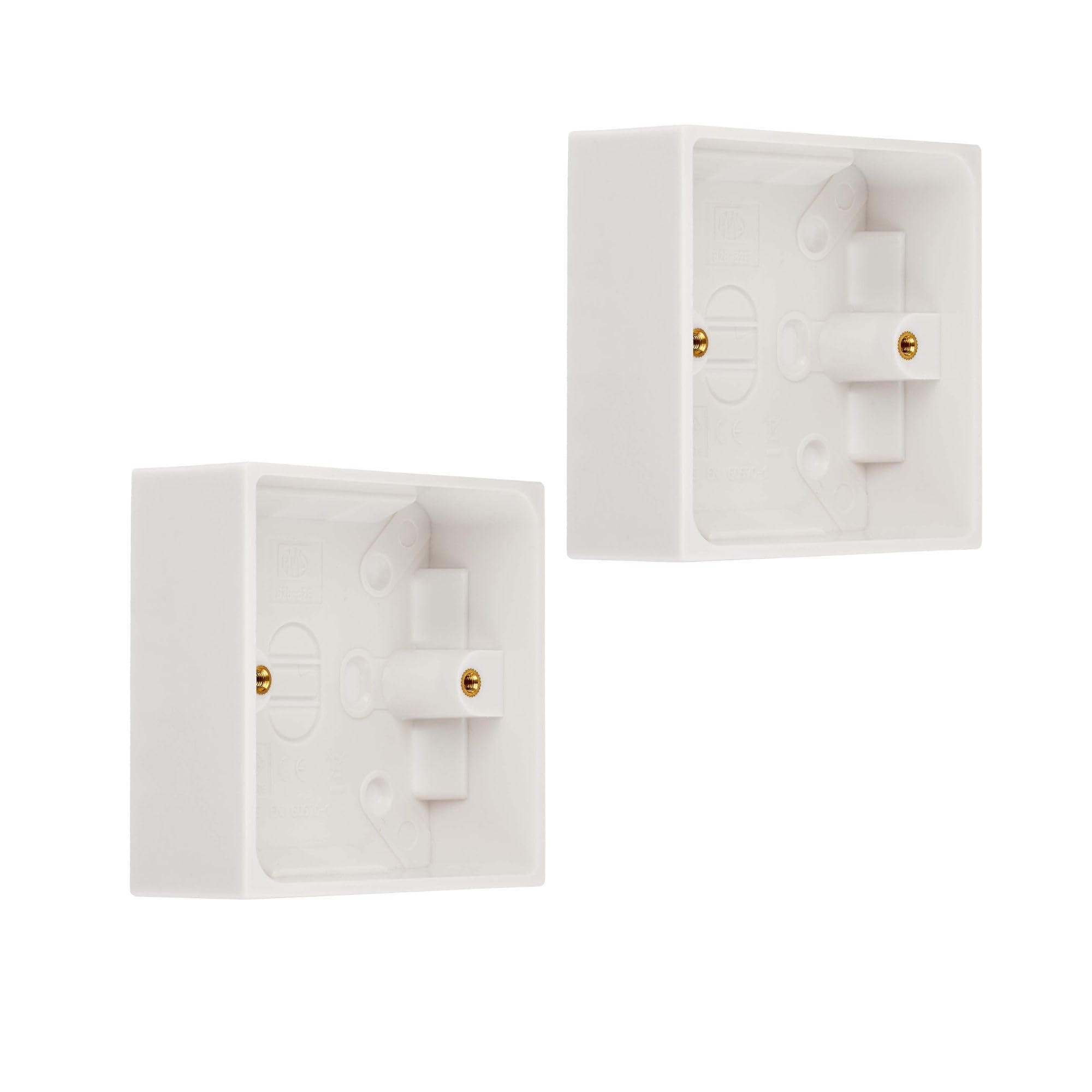 Moulded Surface Pattress Back Box 1-Gang 35mm (1.3/8 inch) Deep - White x 2PCS