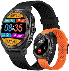 Smartwatch Relógio inteligente Masculino, Tela AMOLED, ChatGPT, Relogio Inteligente, 150+ Modos Esportivos, Chamadas Bluetooth, 3ATM a Prova d'Agua Compatível com iOS e Android, 2 Pulseiras