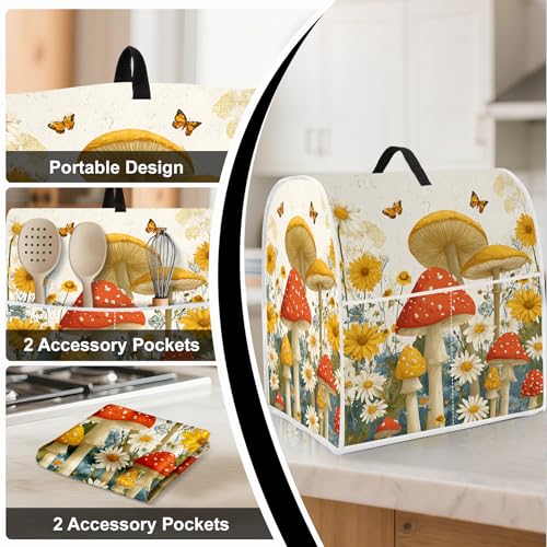 Image of Kitchen Dust Cover Compatible with 4.5 5 6 8 quart Stand Mixer | Kitchen Appliance Protective Covers with Top Handle and Pocket