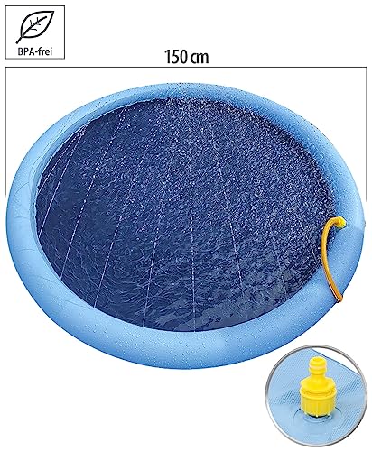 infactory Wasserspielmatte Kinder: Wasser-Spielmatte für Kinder & Hunde, Schlauchanschluss, PVC, BPA-frei (Wasserspielmatte Garten, Haustier-Sprinkler-Pad, Gartenschlauch)