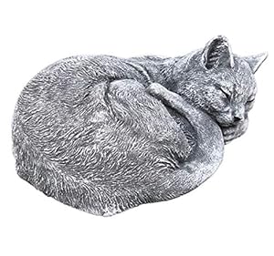Stoneandstyle ST160 Schlafende Katze Steinfigur Grau