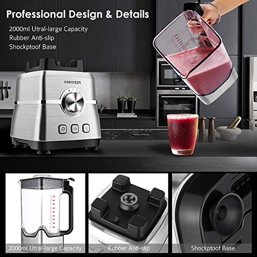 Blender Smoothie Maker, Coocheer 1800W Blender For Shakes And Smoothies With High-Speed Professional Stainless Countertop, Variable Speeds Control, 6 Sharp Blade, 2L Bpa Free Tritan Container #TOP4