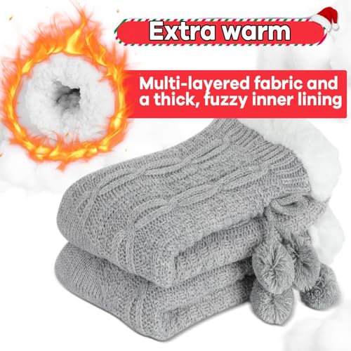 Women Slipper Fuzzy Grips Socks Fluffy Cozy Cabin Warm Winter Soft Thick Comfy Fleece Non Slip Home Socks for Women and Girls Christmas Gifts (Gray)3