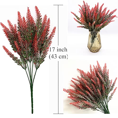 Cattree Artificial Lavender, Plastic Plants Fake Flowers Bouquet Home Bridal Wedding Office Party Garden Balcony Indoor Outdoor Diy Centerpieces Arrangements Simulation Craft Decoration Red 4Pcs #TOP4