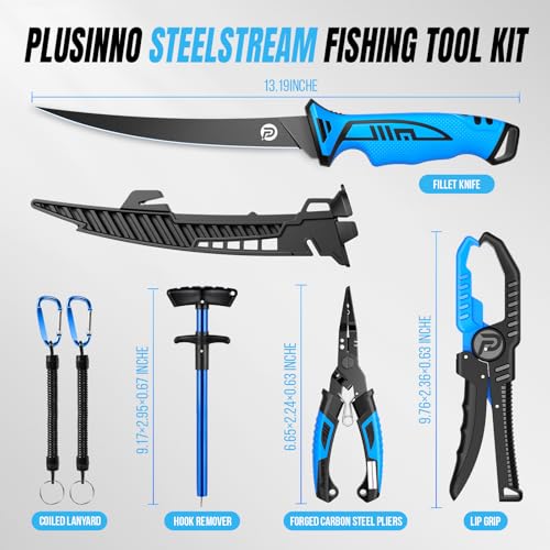 Image of PLUSINNO Fishing Gear, Fishing Tools, Fishing Accessories, Corrosion Resistant Fishing Pliers Kit, Fishing Knife, Floating Fish Lip Gripper Fishing Gifts for Men, Gifts for Fishermen
