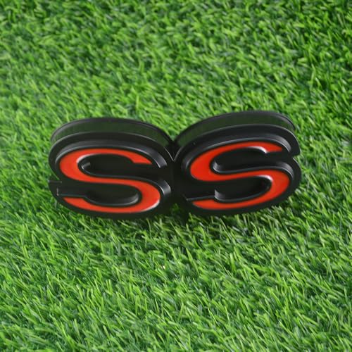 Image of 1Pc 1970 Chevy Chevelle El Camino Super Sports SS Front Grille Emblem with Retainers Replacement for SS (Black Red)